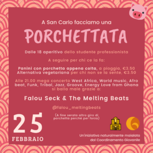 Volantino della porchettata a San Carlo Borromeo del 25 febbraio 2022